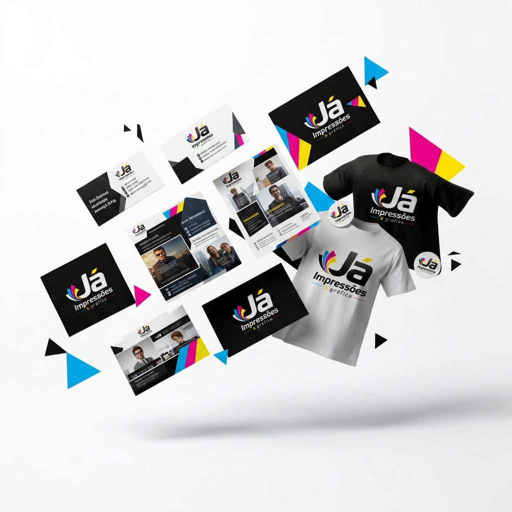 Mockups de cartões, banners, camisetas e adesivos personalizados