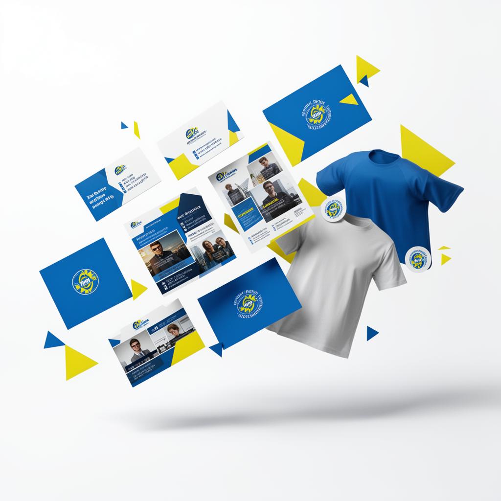 Mockups de cartões, banners, camisetas e adesivos personalizados